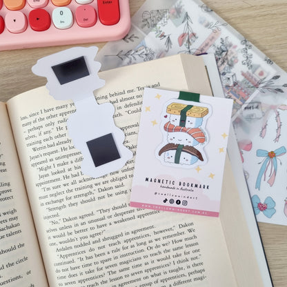 Magnetic Bookmark - Happy Sushi Stack - Swallow Wind Art