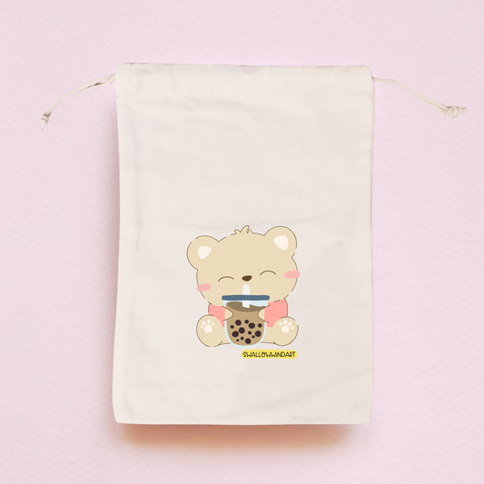 Boba Bear Bubble Tea Bear Drawstring Bag