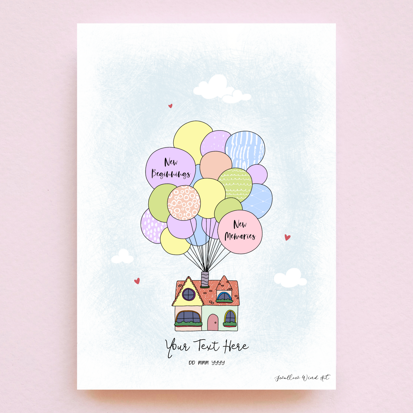 Balloon Home - Personalised Art Print