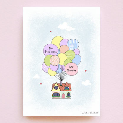 Balloon Home - Personalised Art Print