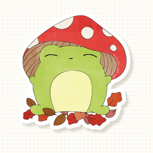 Mushroom and Frog Die Cut Sticker, Dishwasher Safe Sticker