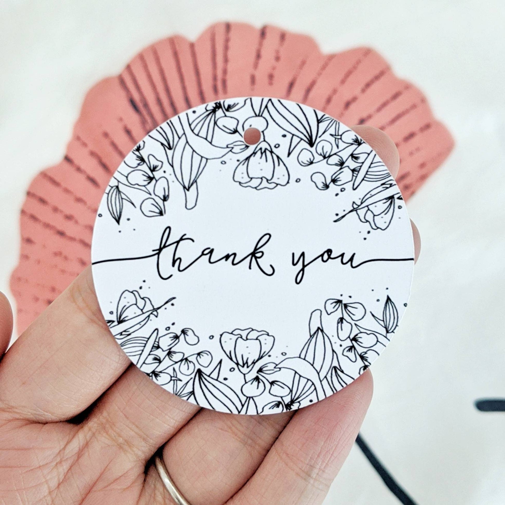 Personalised Round Floral Thank You Tag | Wedding Favour Tags - Swallow Wind Art